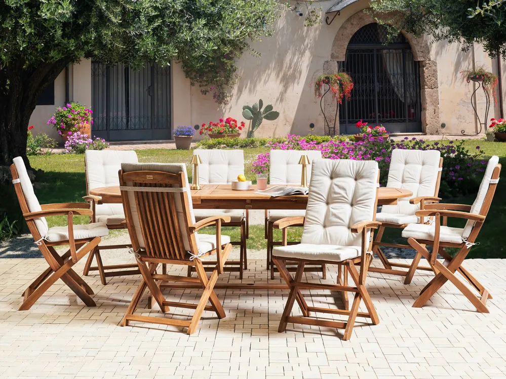 Set of 8 Back/Seat Cushions MAUI PREMIUM Light Beige