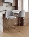 Set of 2 Bar Chairs ARCOLA Velvet Light Grey