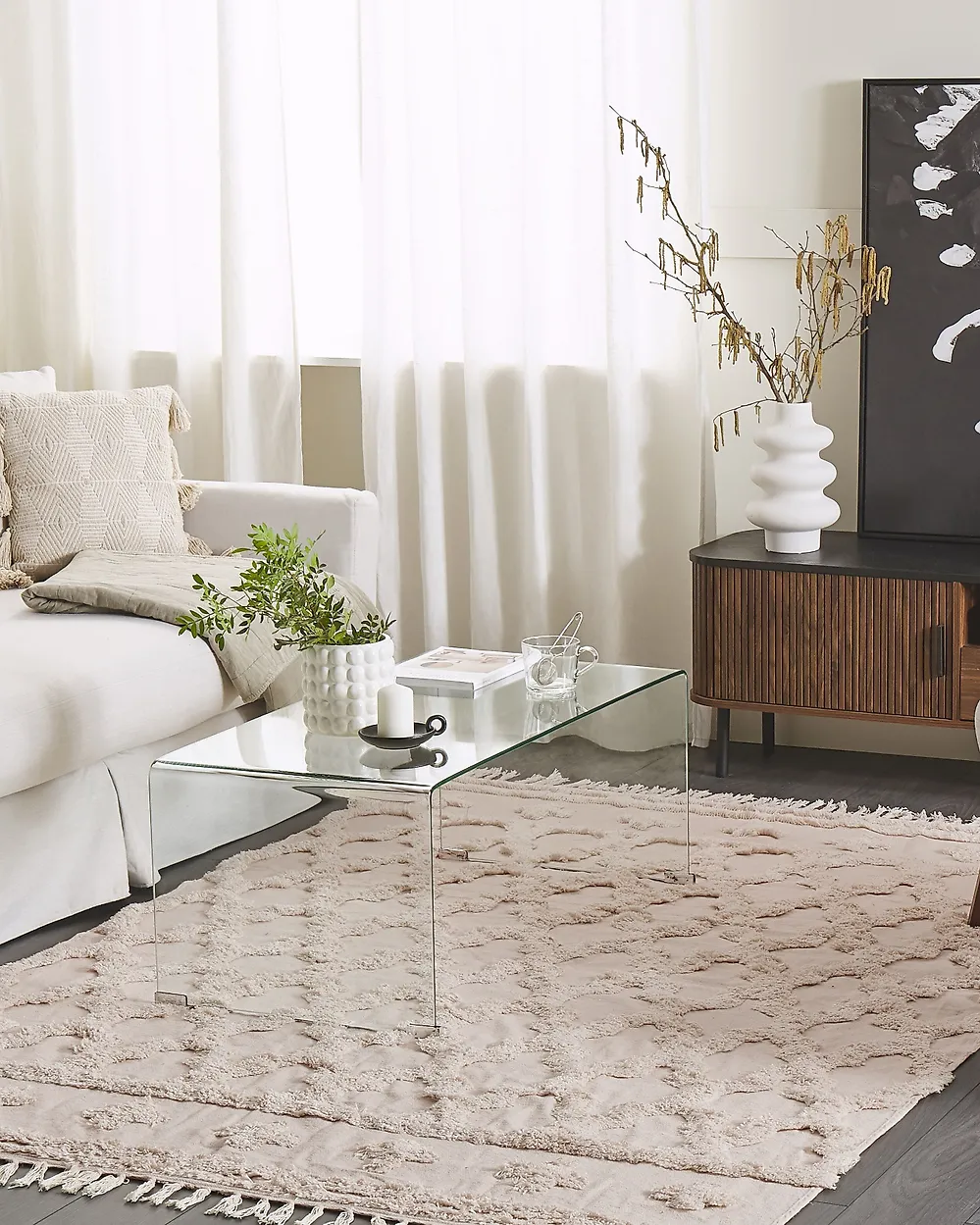 Matto SULUOVA Beige 140 x 200 cm Puuvilla_1180408