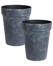 Set med 2 växtkrukor TROLLIUS 41 cm Mörkgrå_1123705