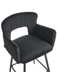 Set of 2 Bar Chairs SANILAC Velvet Black_1019454
