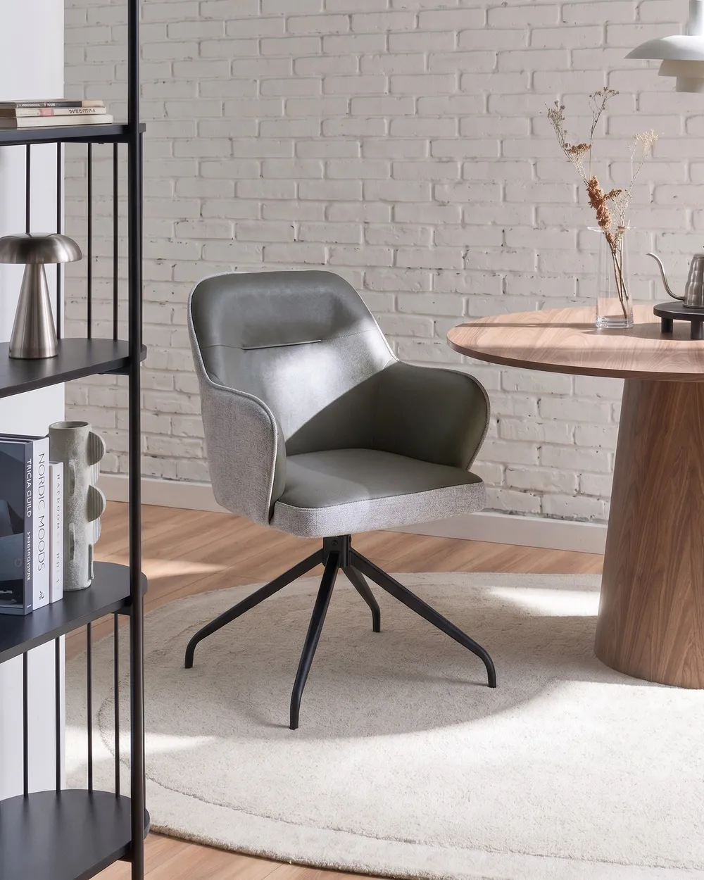 Dining Chair Swivel STOWE Fabric Grey