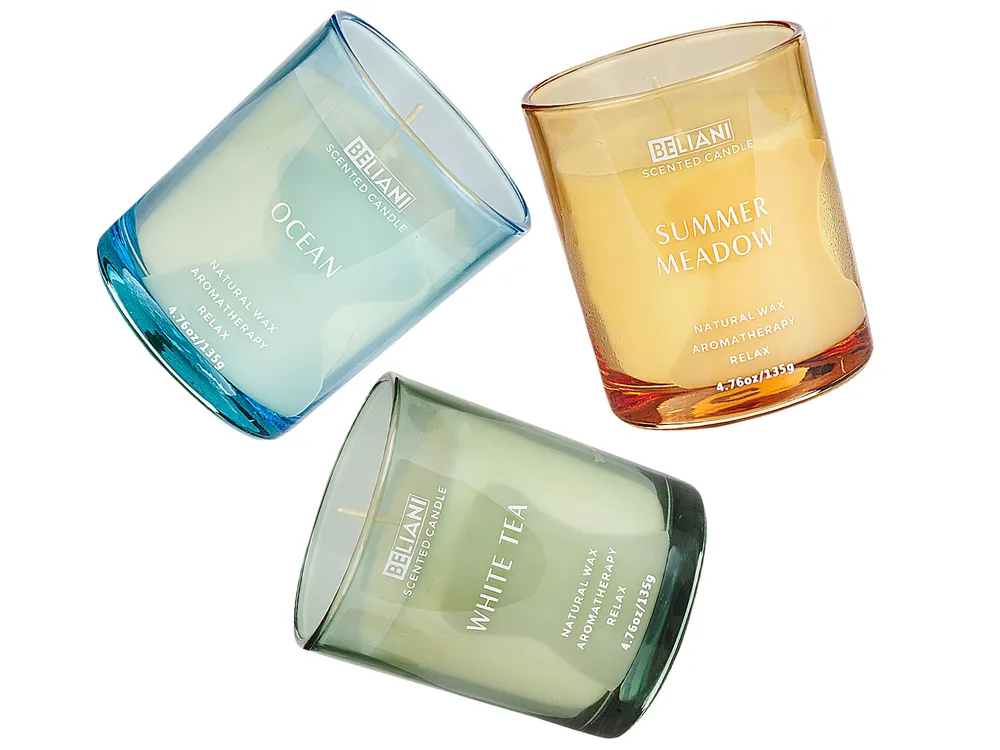 Set of 3 Scented Candles SHEER JOY Soy Wax Fresh Notes_876537
