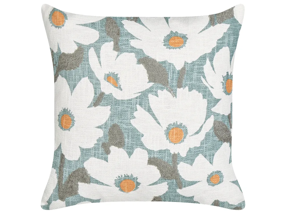 Set of 2 Decorative Cushions JATROPHA 45 x 45 cm Cotton Light Blue Floral Pattern_892913
