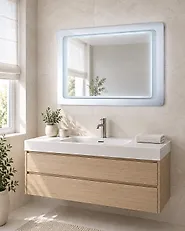 Badrumsspegel med LED WASSY 80 cm 60 cm Silver_1179491