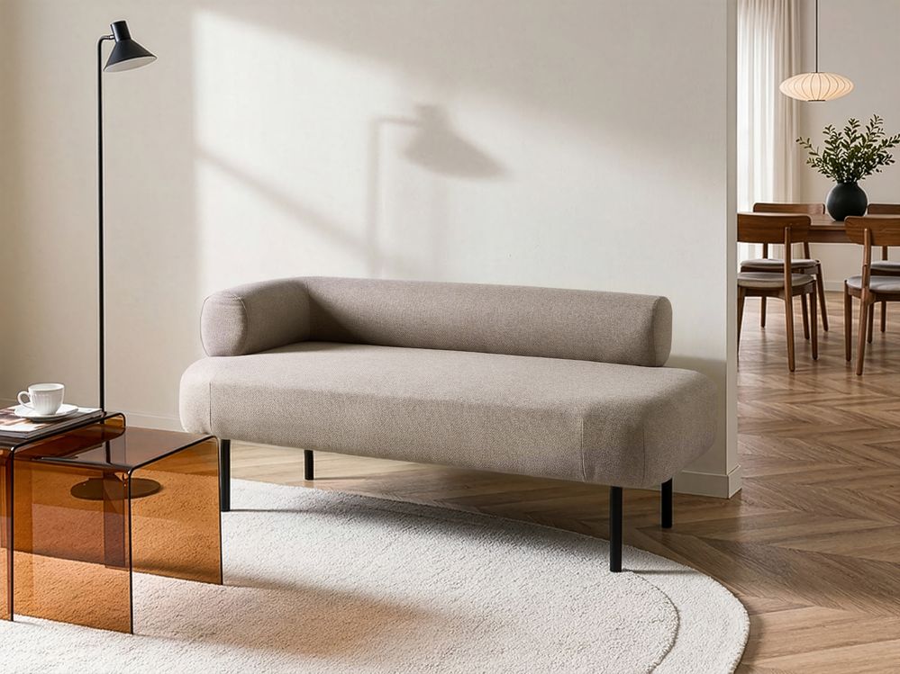 Left-Hand Chaise Longue MIRMANDE Fabric Taupe