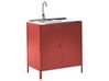 Outdoor Kitchen Cabinet with Sink VILAMA Red Metal
