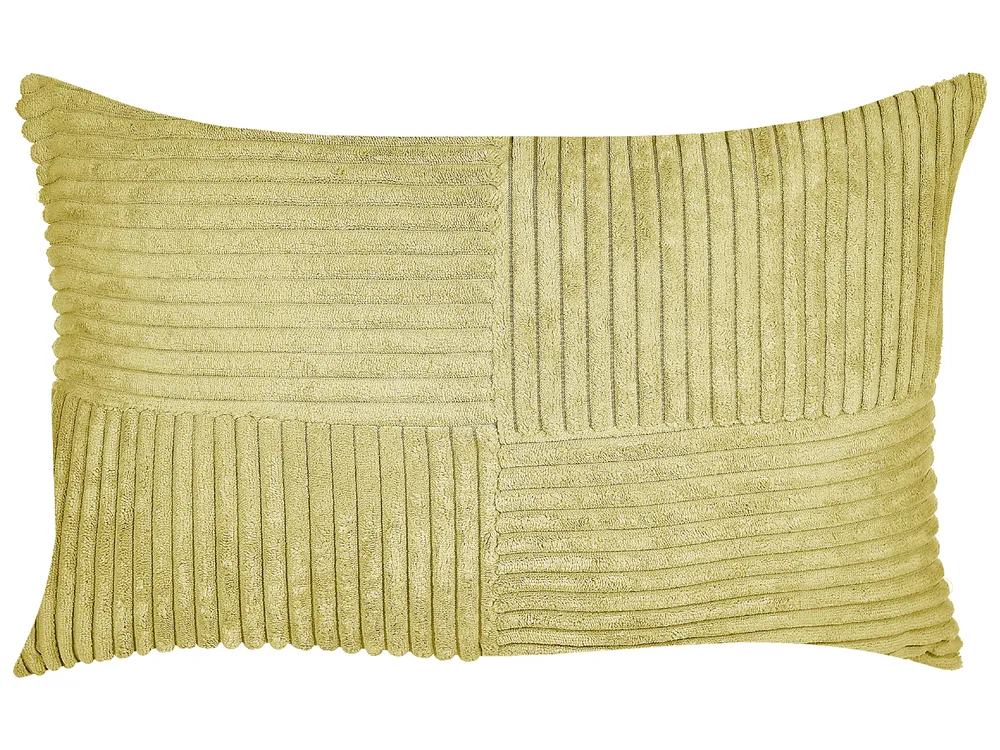 Set of 2 Decorative Cushions MILLET 30 x 50 cm Corduroy Olive Green Geometric Pattern_854706
