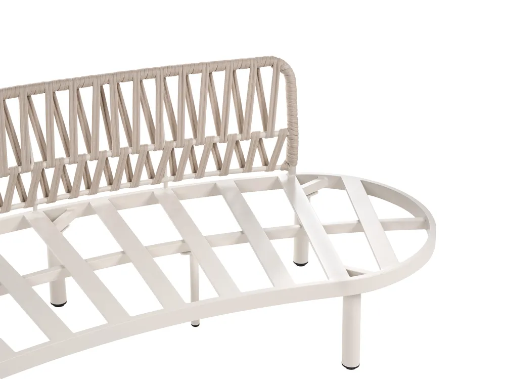 Garden Sofa 6 Seater ORIOLO with Tables Metal Light Beige_1125420