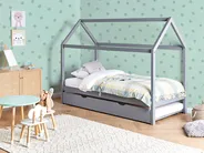 Utdragbar barnsäng Furu CRILLON 90 x 200 cm Grå_961924