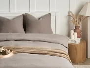 Duvet Cover Set SUMNER 150 x 200 cm Cotton Muslin Taupe_1060150