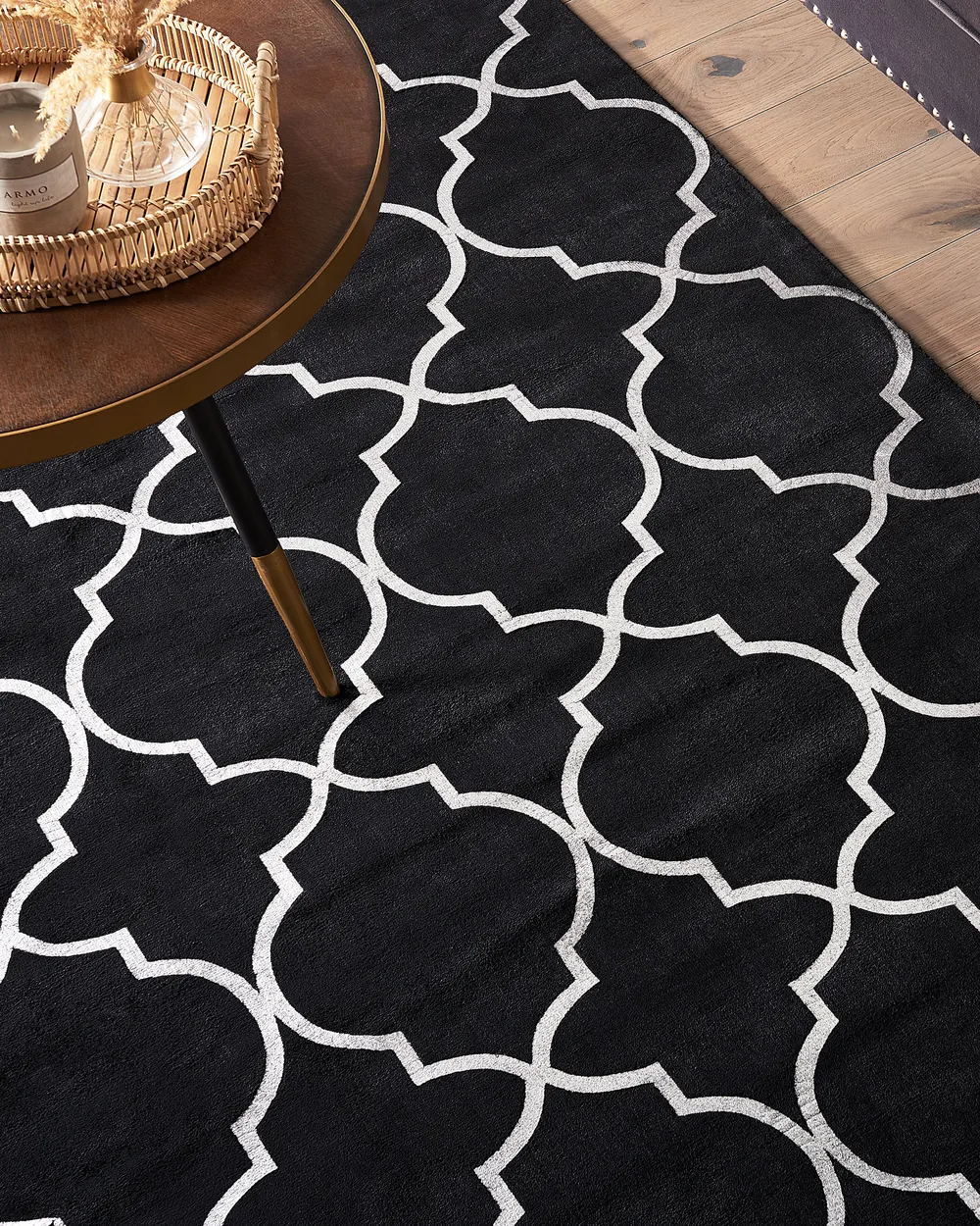 Rug YELKI Black 140 x 200 cm Viscose