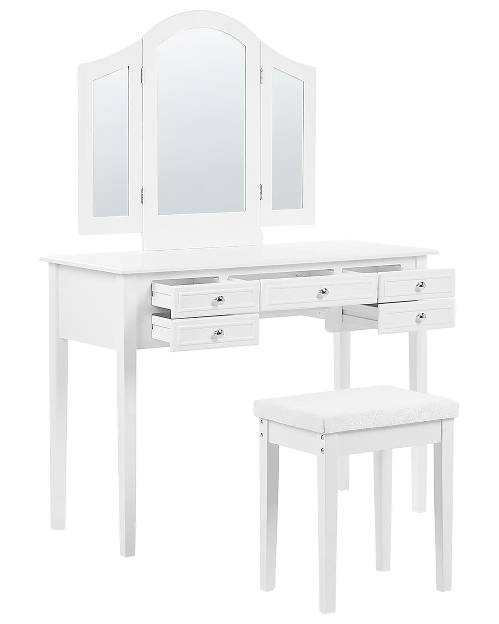 Dressing Table with Mirror and Stool LUMIERE White_827334