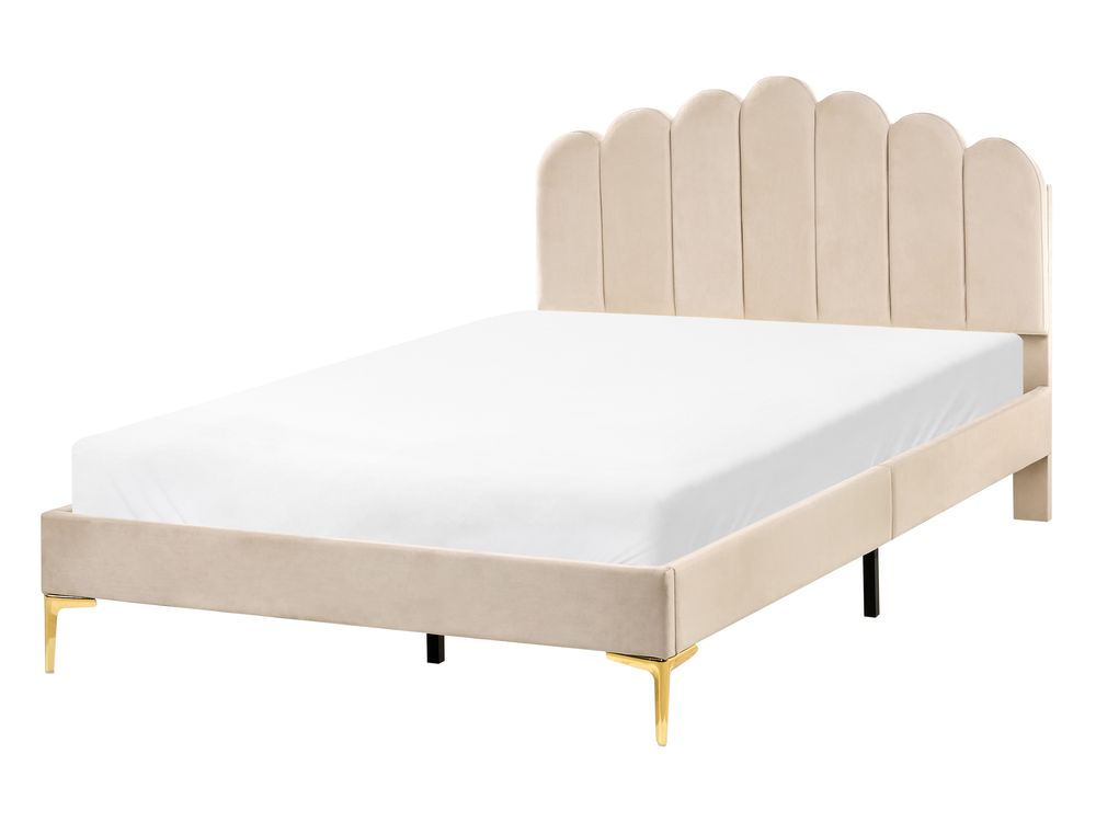 Seng Fløyel SAUVIAN 120 x 200 cm Beige