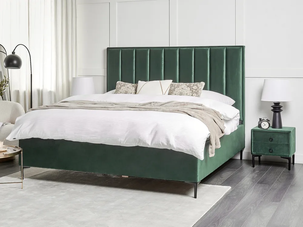 Ottoman Bed SEZANNE Velvet Dark Green 180 x 200 cm (EU Super King)_892469