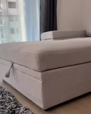 Hörnbäddsoffa 3-sits HRISEY med förvaring Konstlinne Ljusgrå Högervänd_1041564