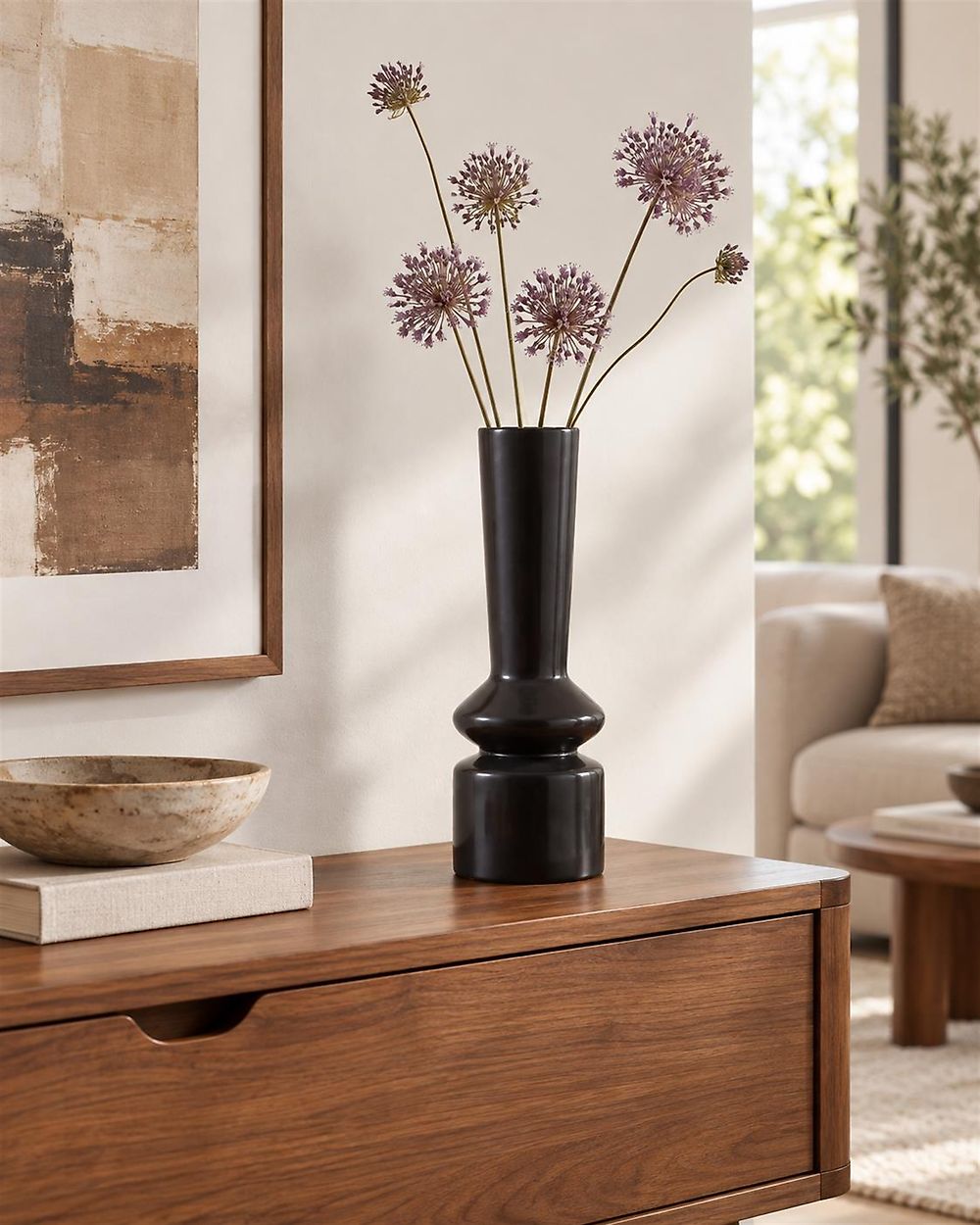 Flower Vase PEANIA 30 cm Ceramic Black