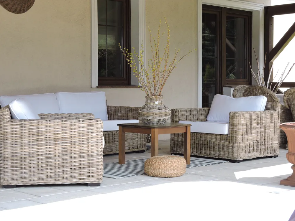 Garden Sofa Set 4 Seater ARDEA Rattan Light Brown_822801