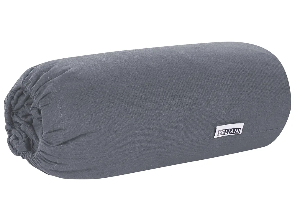 Fitted Sheet JANBU 90 x 200 cm Cotton Dark Grey_845301