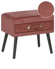 1 Drawer Bedside Table EUROSTAR Corduroy Pink_773651