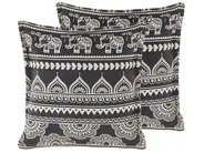 Set med 2 prydnadskuddar ATABAGI 45 x 45 cm Bomull Svart Orientaliskt tryck_802276