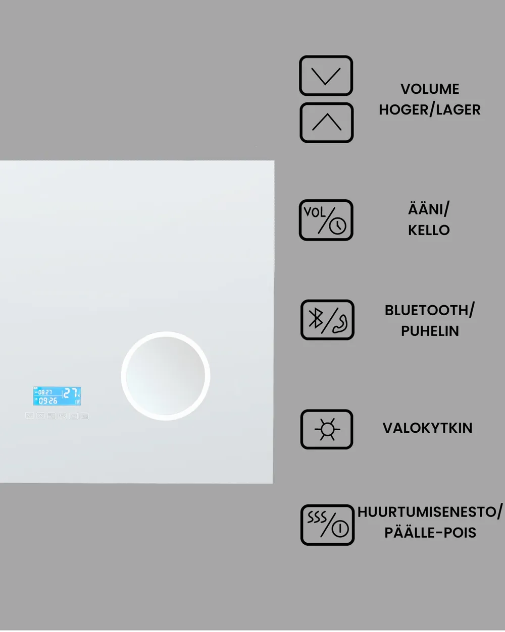 Kylpyhuoneen LED-peili MONTARON 80 cm 60 cm Hopea_940482