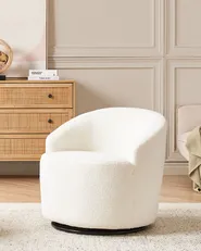 Svängbar fåtölj DAVIK Bouclé Off-White_875279