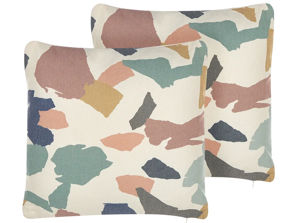 Set of 2 Decorative Cushions FOTHERGILLA 45 x 45 cm Multicolour Abstract Pattern