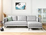 Corner Sofa 3 Seater ALTAN Velvet Light Grey Left Hand_878515