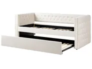Utdragbar säng Bouclé GASSIN 90 x 200 cm Off-White_951566
