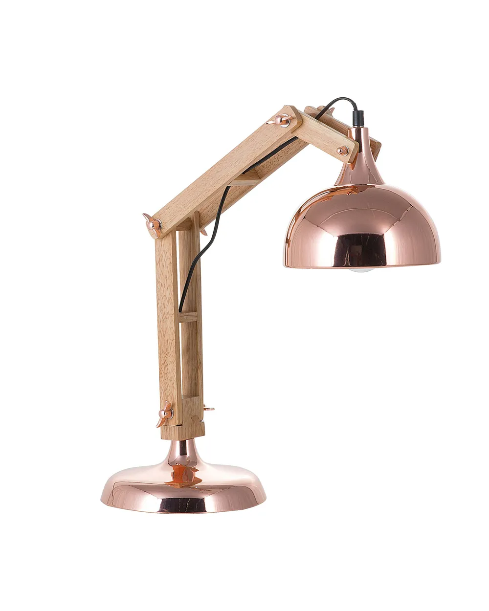Desk Lamp SALADO Adjustable Wood Copper