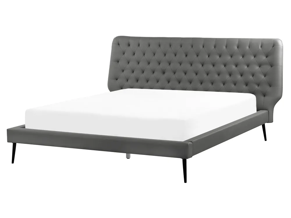 Bedroom Set Faux Leather ESSONNE 160 x 200 cm (EU King Size) Grey_789190