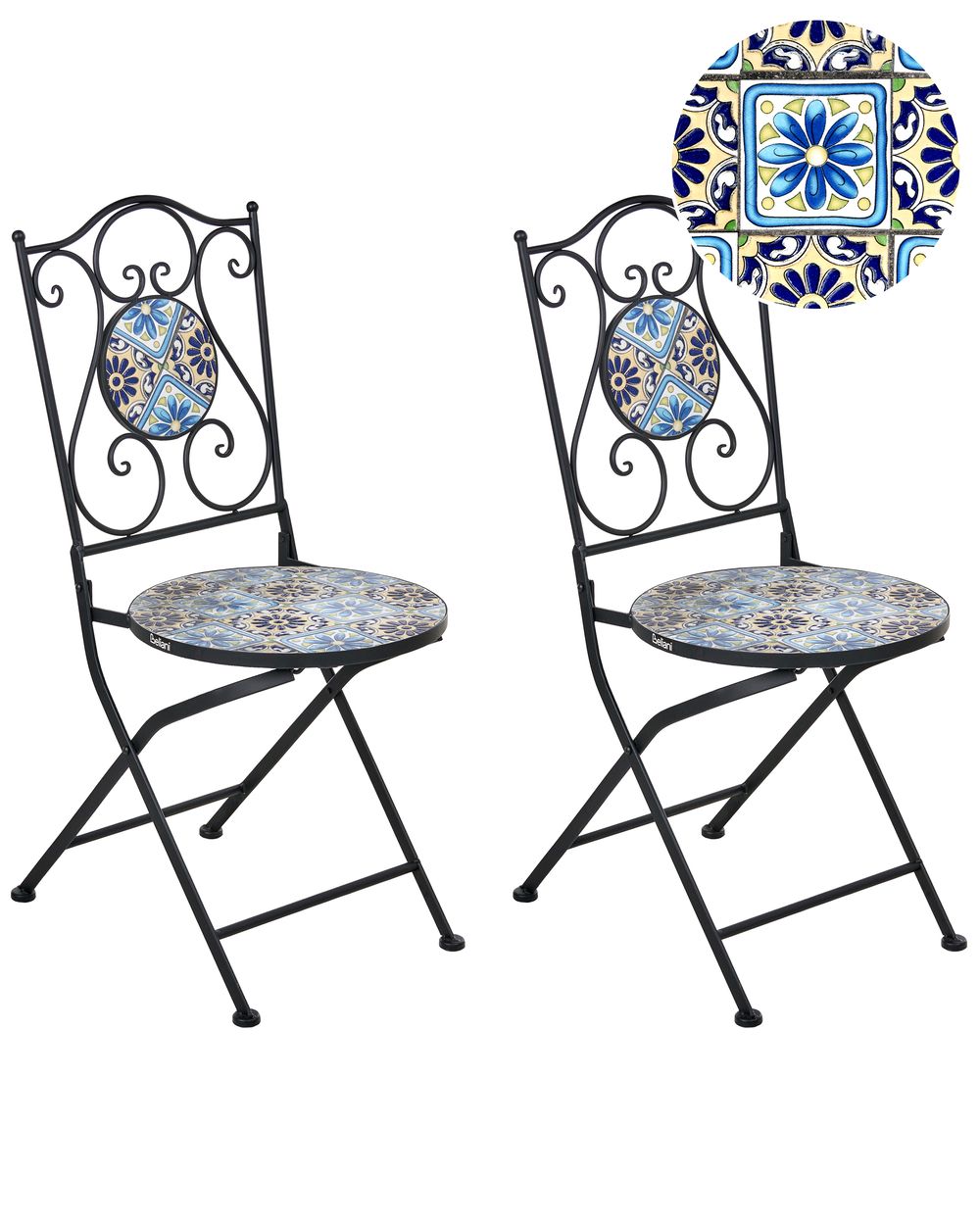 Set of 2 Garden Chairs AGGIUS Folding Metal Black