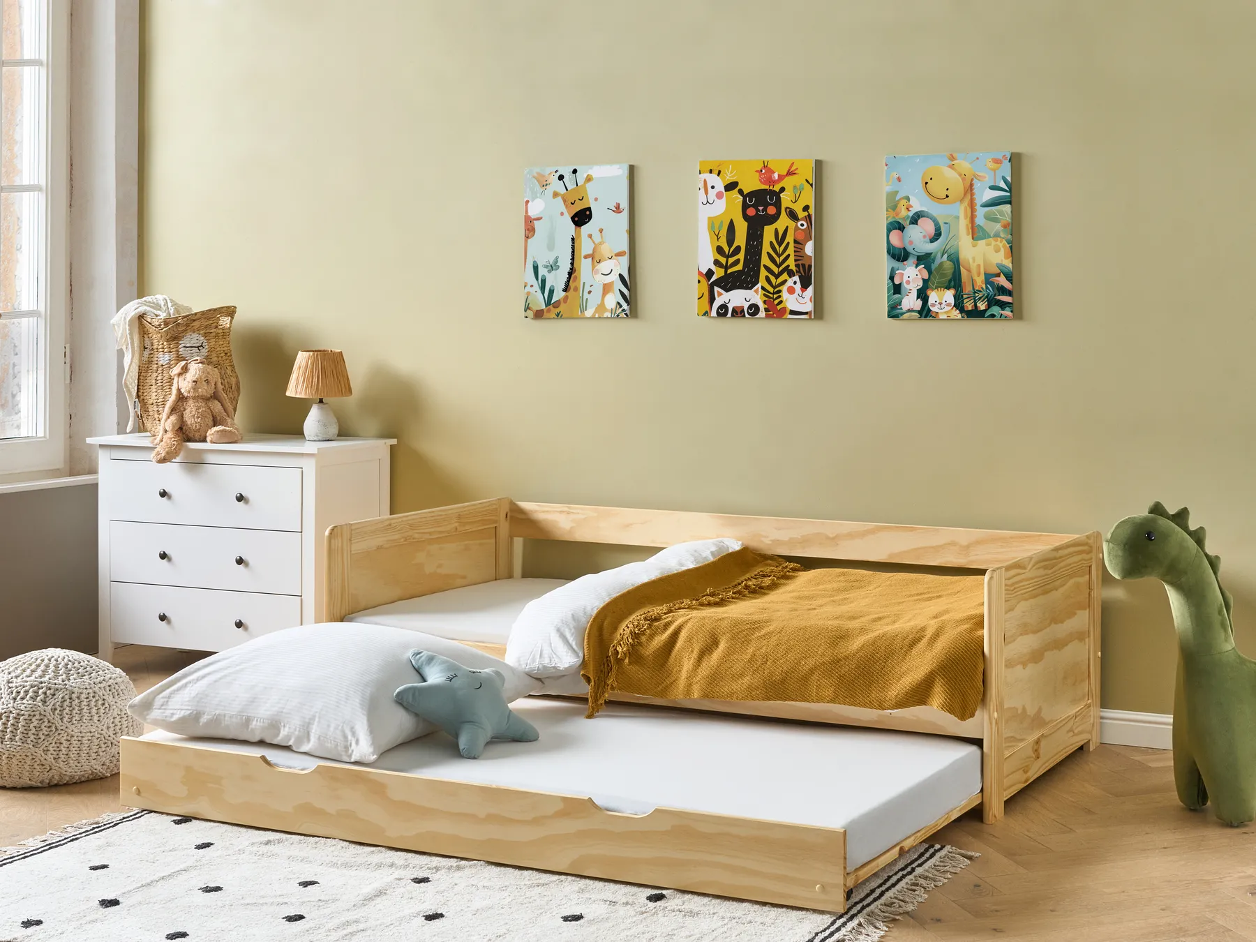 Utdragbar säng Furu GRAVELINES 90 x 200 cm Ljusbrun_939563