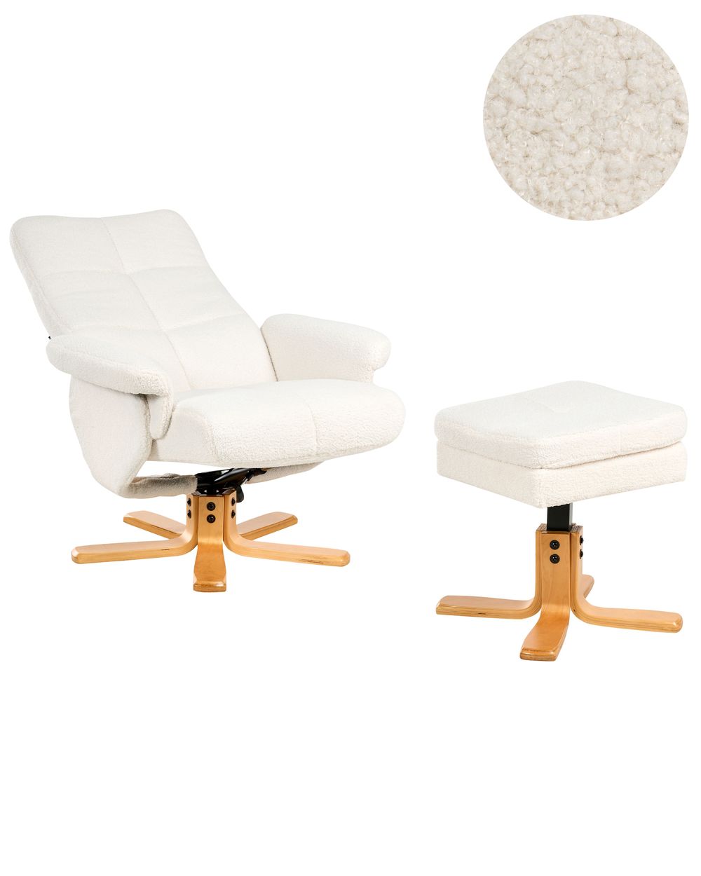 Reclinerfåtölj EPSE med fotpall Bouclé Off-White