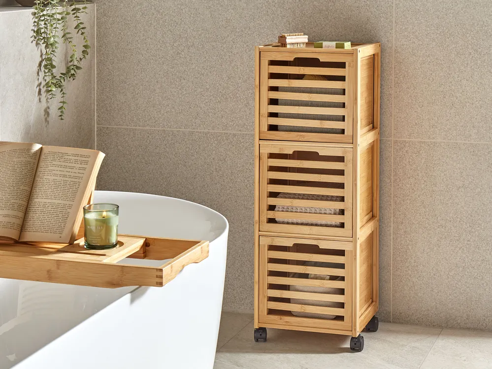 Bathroom Cabinet SHAWNEE Bamboo Wood 32 cm Light Brown