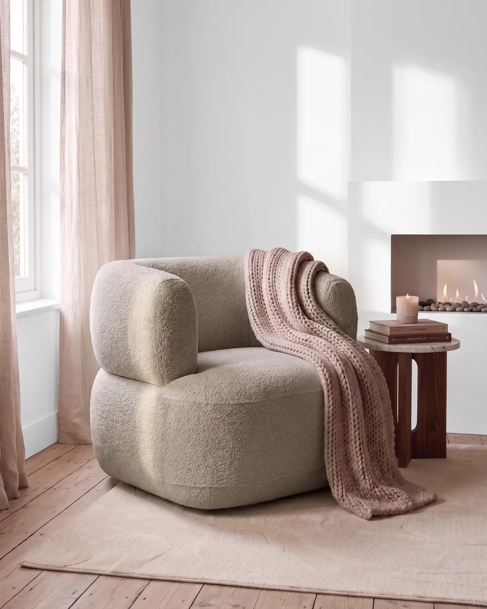 Armchair LOHJA Chenille Taupe