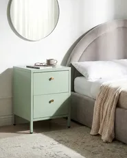2 Drawer Bedside Table KYLEA Metal Mint Green_1053245