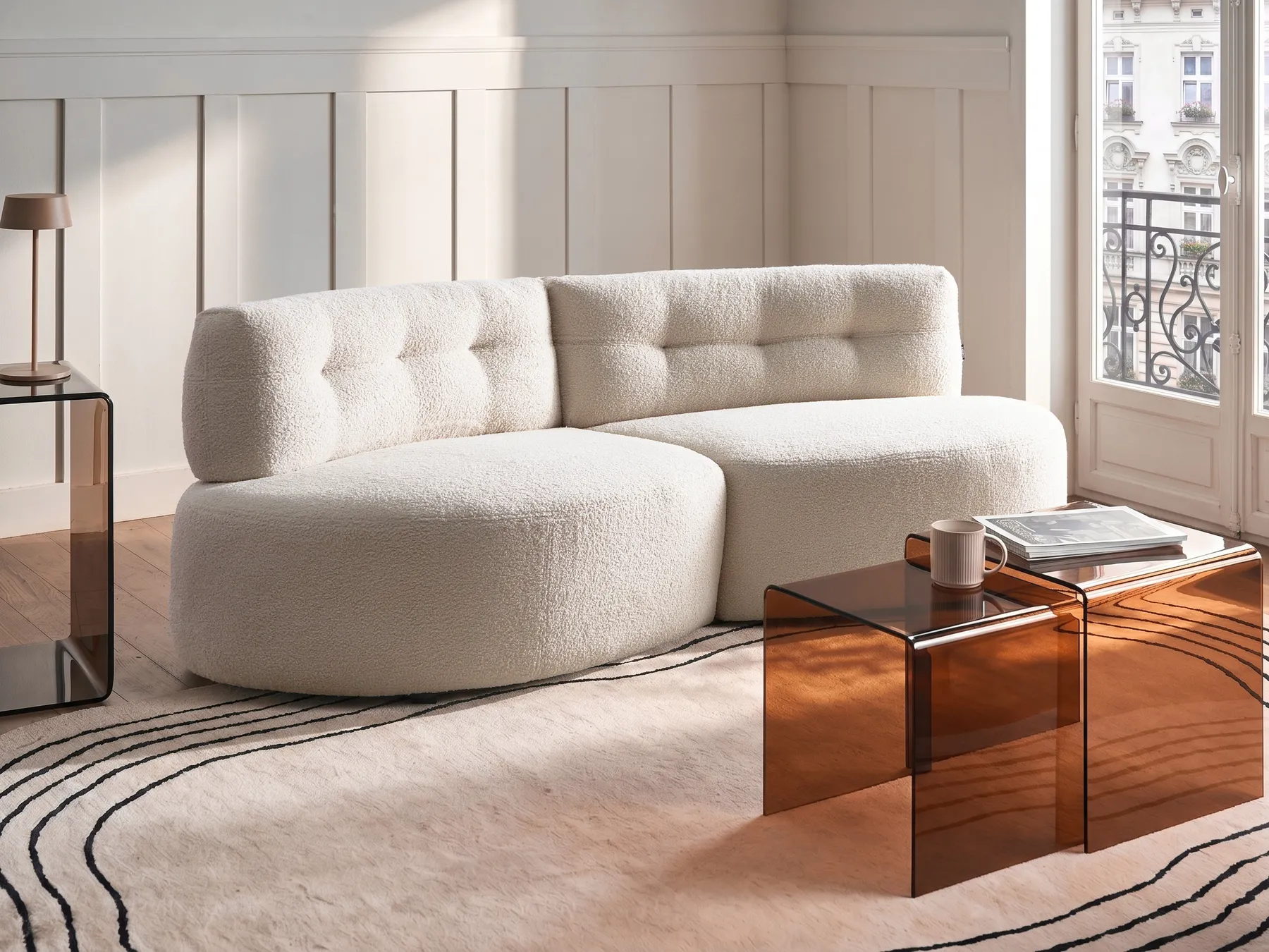 Sofa 3 Seater LAERDAL Boucle Off-White_1062082