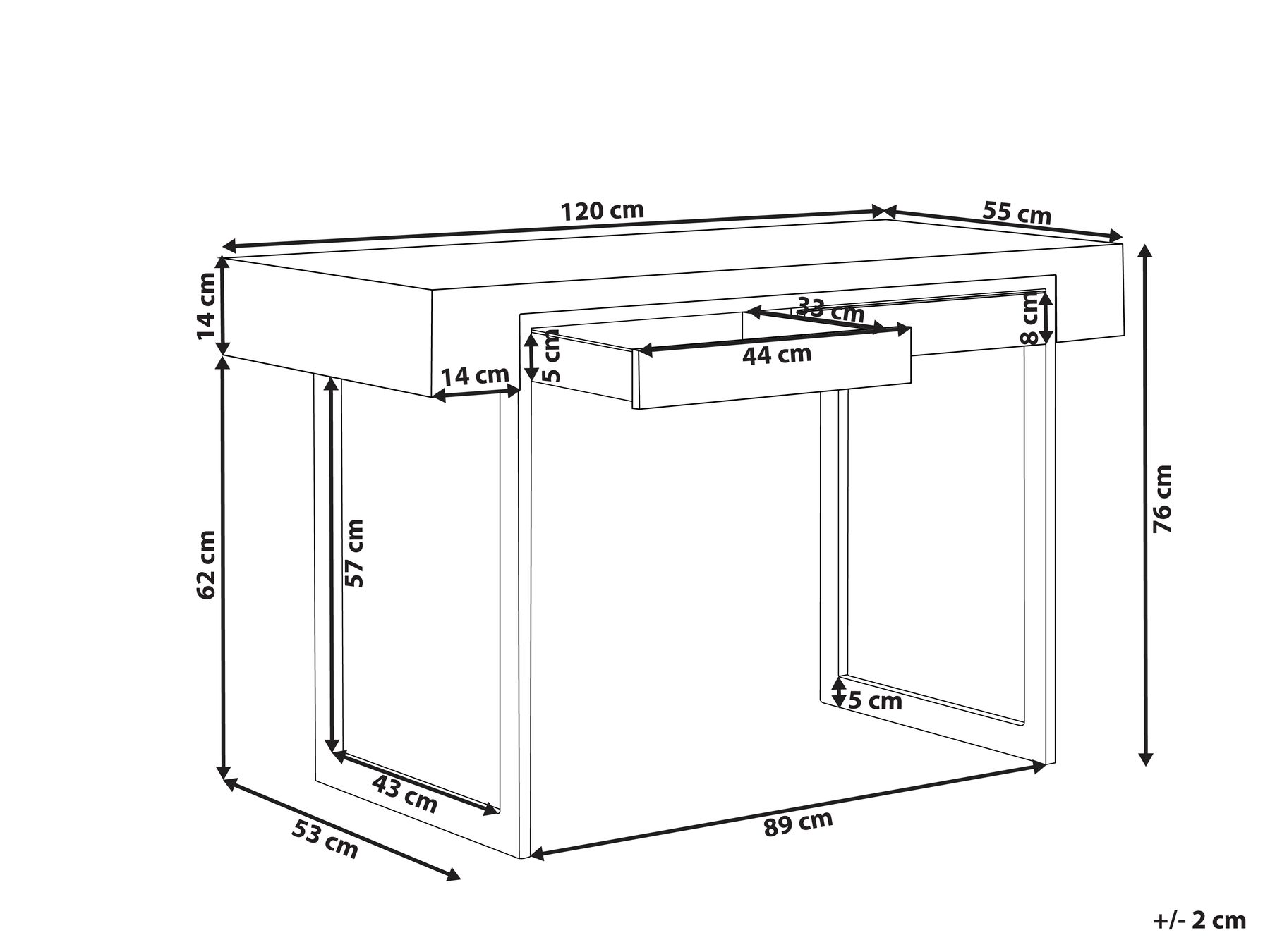 Työpöytä VIDA 120 cm 55 cm säilytystila Vaaleanruskea_824552
