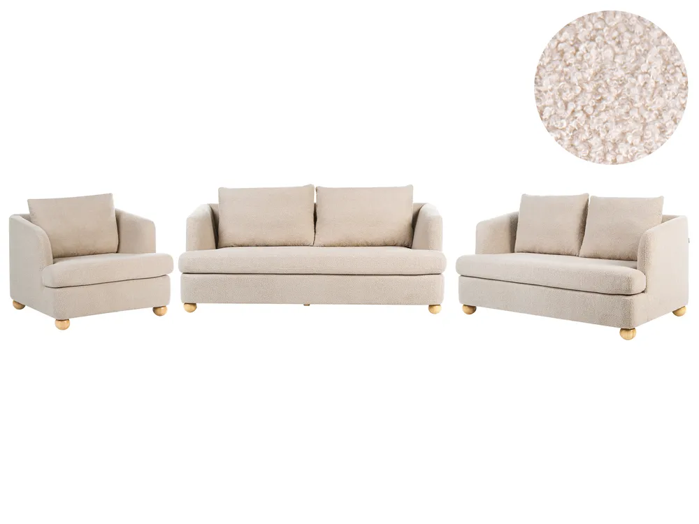 Living Room Set 6 Seater RATTVIK Boucle Beige