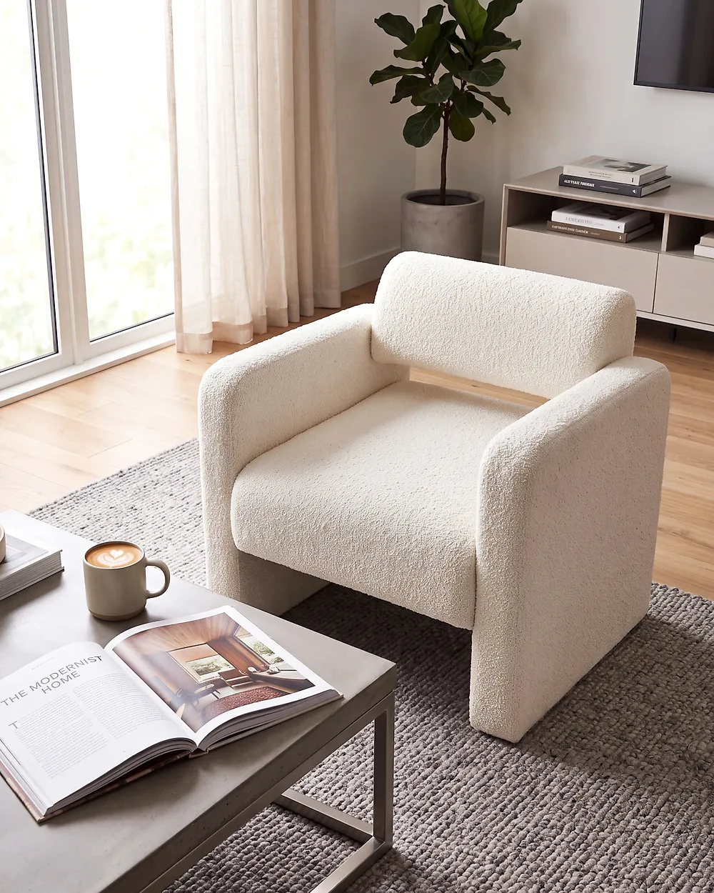Armchair HALLSBERG Boucle Off-White_1185247