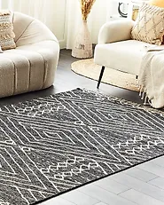 Matta KHENIFRA Svart 140 x 200 cm Bomull_1178979