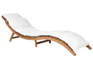 Sun Lounger with Cushion LUINO Acacia Wood Off-White_921595