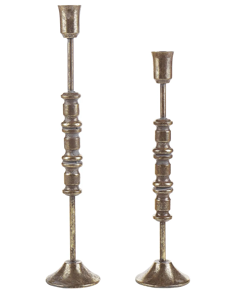Set of 2 Candle Holders SALAMINA 63/49 cm Metal Gold