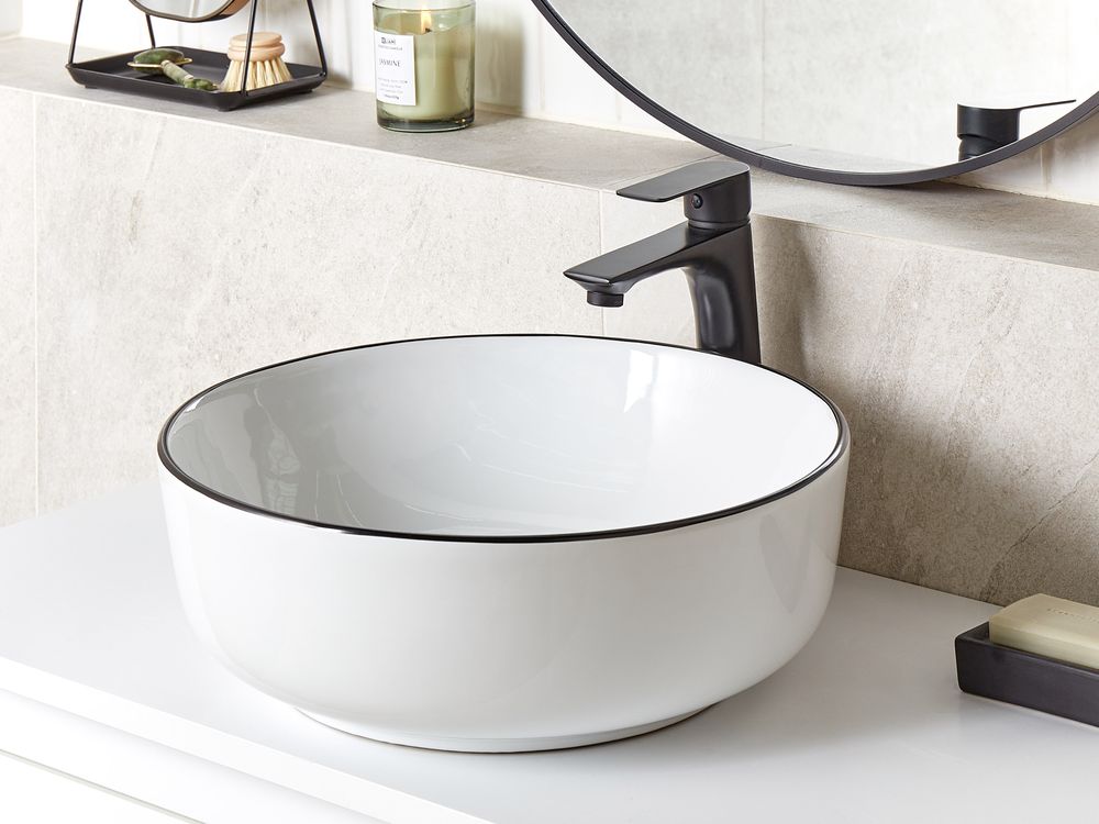 Tvättställ för bänkskiva XERT ⌀ 42 cm Keramik Vit