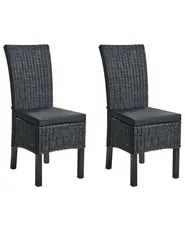Set of 2 Dining Chairs ANDES Rattan Black_1018453
