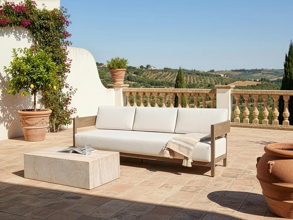 Garden Sofa 3 Seater SAMPIERI Metal Brown