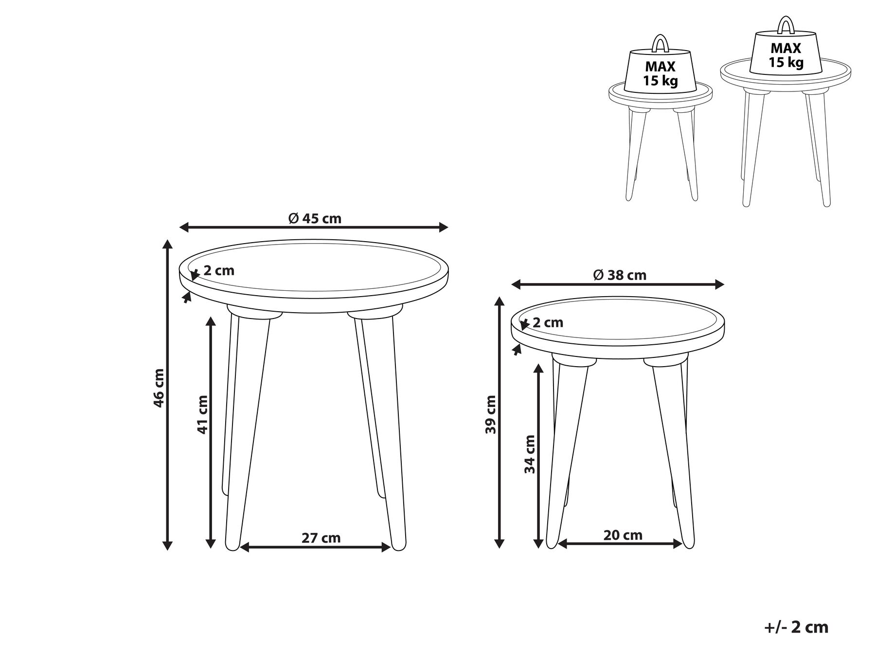 Set of 2 Side Tables MAHARO Mango Wood Light Green_852322
