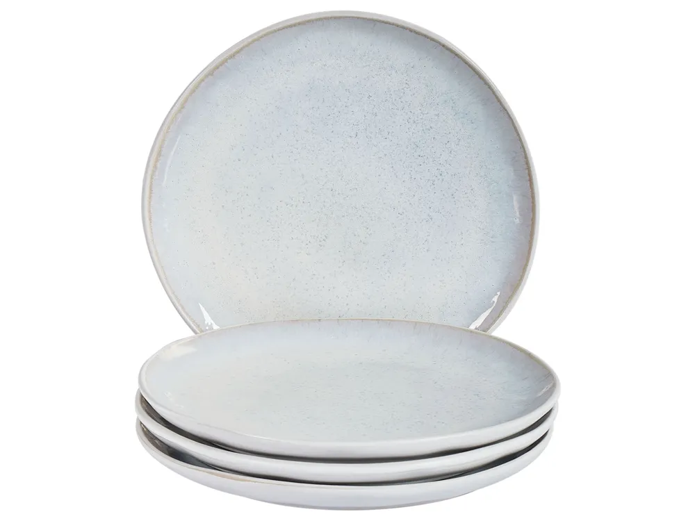 Set of 4 Side Plates SESAME Stoneware Light Grey